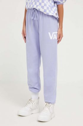 Vans pantaloni de trening culoarea violet, cu imprimeu