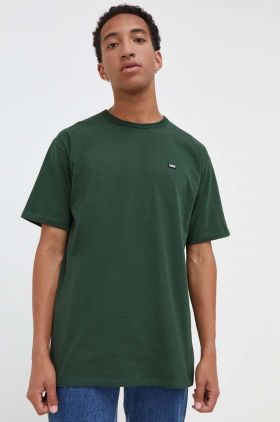 Vans tricou din bumbac culoarea verde, neted