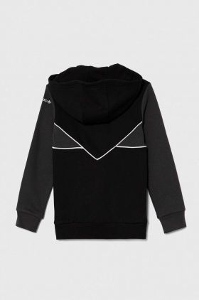 adidas Originals bluza copii culoarea negru, cu glugă, cu imprimeu