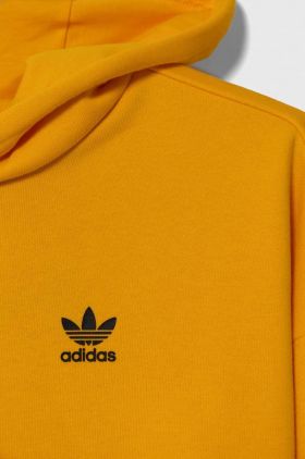 adidas Originals bluza copii culoarea portocaliu, cu glugă, cu imprimeu