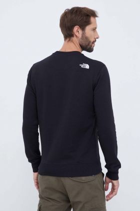 The North Face hanorac de bumbac Drew Peak Crew bărbați, culoarea negru, cu imprimeu NF0A4SVRKY41