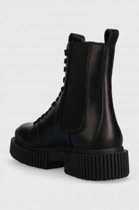 Armani Exchange botine femei, culoarea negru, cu toc plat, XDM011.XV745.00002