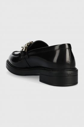 BOSS mocasini de piele Vanity femei, culoarea negru, cu toc plat, 50504575