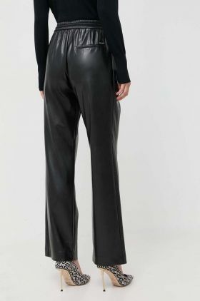 BOSS pantaloni femei, culoarea negru, drept, high waist