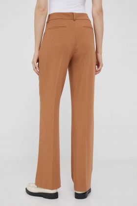 Dkny pantaloni femei, culoarea maro, drept, high waist