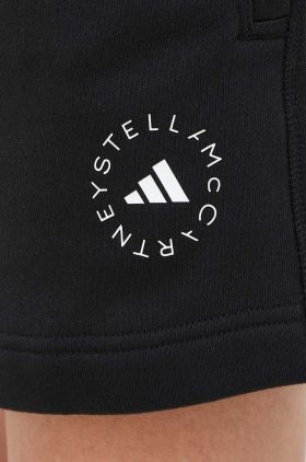 adidas by Stella McCartney pantaloni scurți din bumbac Terry culoarea negru, uni, high waist IK9093