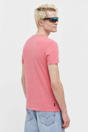 Superdry tricou din bumbac culoarea roz, cu imprimeu