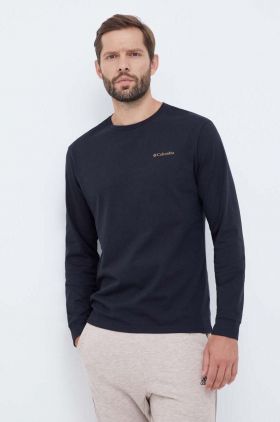 Columbia longsleeve din bumbac culoarea negru, neted