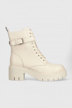 GOE bocanci de piele femei, culoarea bej, cu toc plat, izolare usoara, MM2N4040.BEIGE