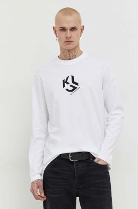 Karl Lagerfeld Jeans longsleeve din bumbac culoarea negru, cu imprimeu