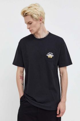 Vans tricou din bumbac culoarea negru, cu imprimeu