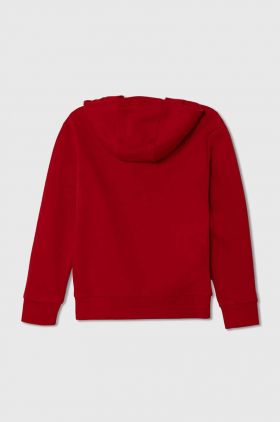 adidas Originals bluza copii TREFOIL culoarea rosu, cu glugă, cu imprimeu