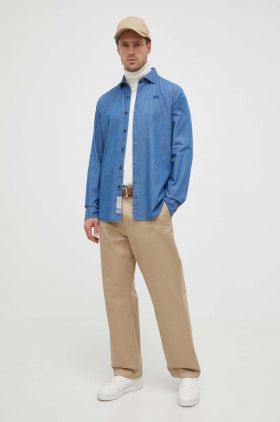 La Martina camasa jeans barbati, cu guler clasic, regular