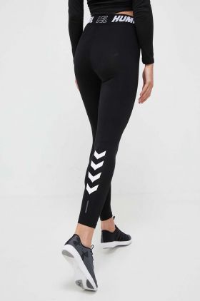 Hummel colanti Maja femei, culoarea negru, cu imprimeu