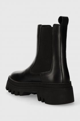 Tommy Jeans ghete chelsea de piele TJW FASHION CHELSEA femei, culoarea negru, cu platforma, EN0EN02295