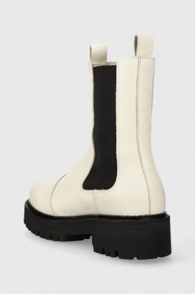 Tommy Jeans ghete chelsea de piele TJW URBAN CHELSEA femei, culoarea alb, cu platforma, EN0EN02298