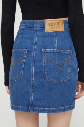 Moschino Jeans fusta jeans mini, drept