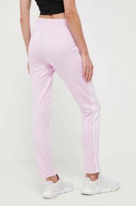 adidas Originals pantaloni de trening culoarea roz, cu imprimeu