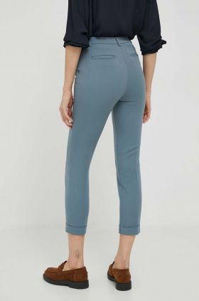 United Colors of Benetton pantaloni femei, culoarea gri, fason tigareta, high waist