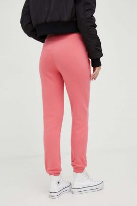 Superdry pantaloni de trening culoarea roz, neted