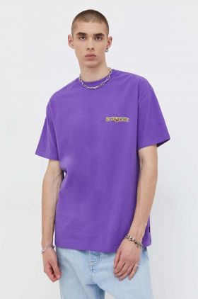 Quiksilver tricou din bumbac culoarea violet, cu imprimeu