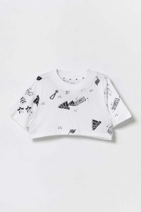 adidas tricou de bumbac pentru copii JG BLUV Q3 AOPT culoarea alb