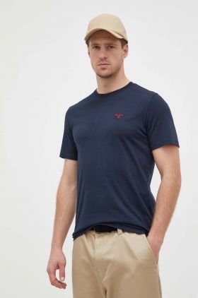 Barbour tricou din bumbac culoarea albastru marin, neted