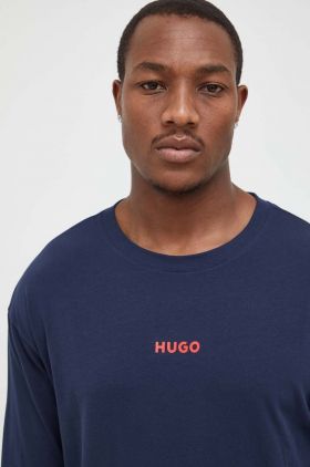 HUGO longsleeve lounge culoarea bleumarin, cu imprimeu 50502399