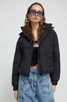 Moschino Jeans geaca femei, culoarea negru, de iarna