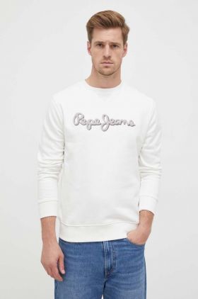 Pepe Jeans hanorac de bumbac Ryan barbati, culoarea alb, cu imprimeu