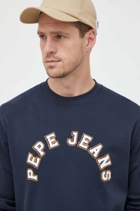 Pepe Jeans hanorac de bumbac Westend barbati, culoarea albastru marin, cu imprimeu