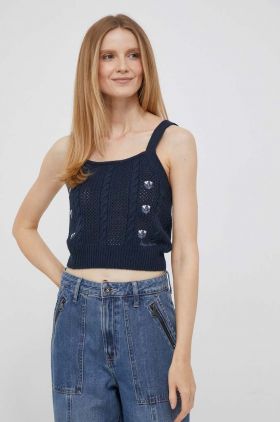 Pepe Jeans tricou din amestec de lana Emalynn culoarea albastru marin