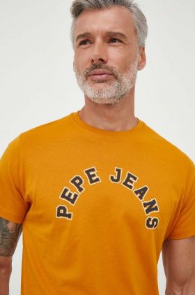 Pepe Jeans tricou din bumbac Westend culoarea galben, cu imprimeu