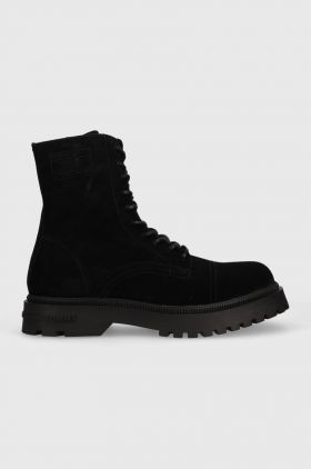 Tommy Jeans cizme din piele intoarsa TJM CASUAL BOOT SUEDE barbati, culoarea negru, EM0EM01336