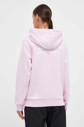 adidas Originals bluza femei, culoarea roz, cu glugă, neted