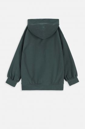 Coccodrillo bluza copii culoarea verde, cu glugă, cu imprimeu