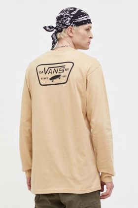 Vans longsleeve din bumbac culoarea bej, cu imprimeu