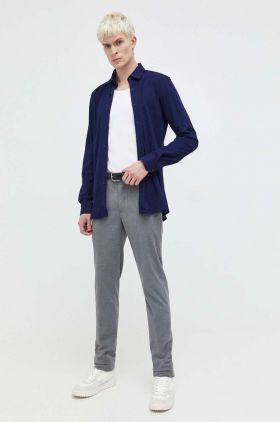 HUGO cămașă din bumbac bărbați, culoarea bleumarin, cu guler clasic, slim 50494515
