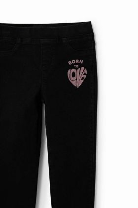 Desigual leggins copii culoarea negru, cu imprimeu