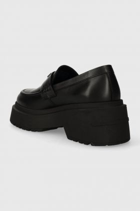 Tommy Jeans mocasini de piele TJW CHUNKY LOAFER femei, culoarea negru, cu platforma, EN0EN02320