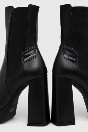 Karl Lagerfeld Jeans ghete chelsea de piele STAK HEEL II femei, culoarea negru, cu toc drept, KLJ93140