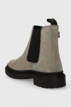 Levi's botine din piele intoarsa TROOPER CHELSEA femei, culoarea gri, cu toc plat, 234714.57