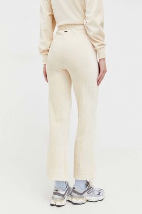 Billabong pantaloni femei, culoarea bej, drept, high waist