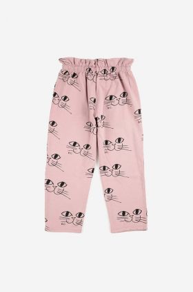 Bobo Choses pantaloni de trening din bumbac pentru copii culoarea roz, modelator