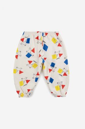 Bobo Choses pantaloni de trening din bumbac pentru bebeluși culoarea alb, modelator