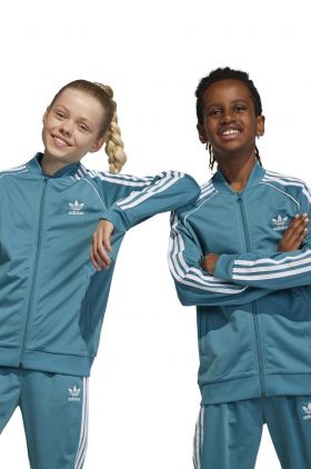 adidas Originals bluza copii culoarea turcoaz, cu imprimeu