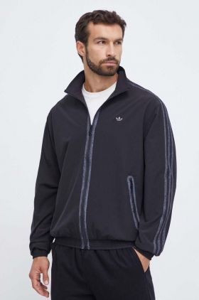 adidas Originals geaca barbati, culoarea negru, de tranzitie, oversize