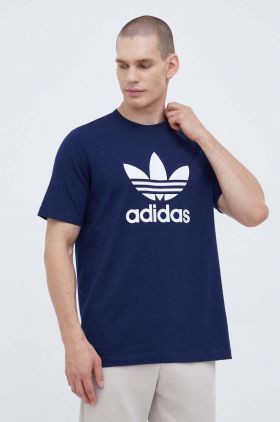 adidas Originals tricou din bumbac culoarea albastru marin, cu imprimeu