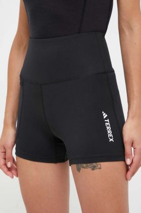 adidas TERREX pantaloni scurți sport TERREX Multi femei, culoarea negru, cu imprimeu, high waist IB1892