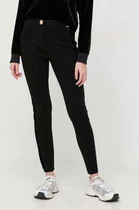 Armani Exchange pantaloni femei, culoarea negru, mulata, high waist